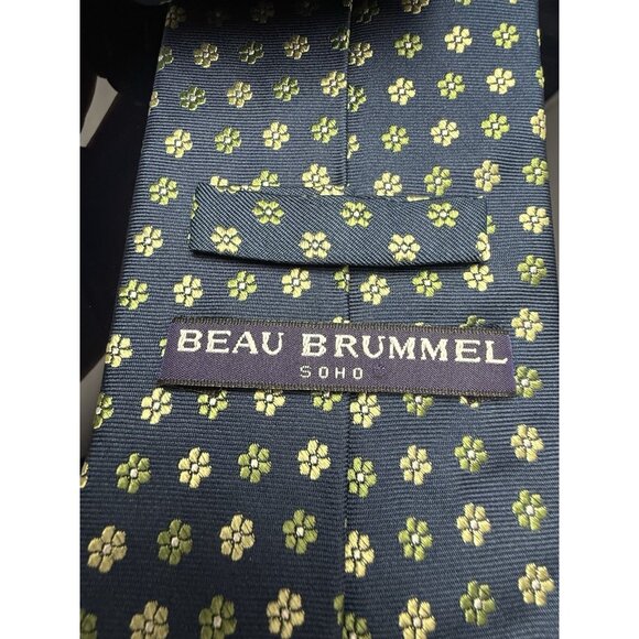 BEAU BRUMMEL Floral Flower MEN'S TIE  100%  SILK handmade - Picture 4 of 6